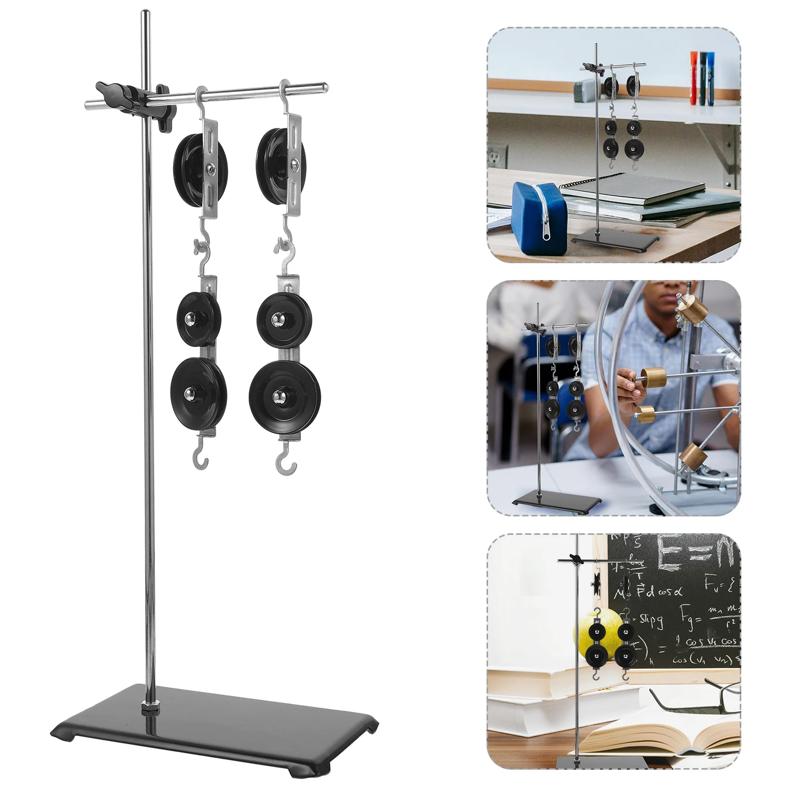 1Set Mechanics Experiment Pulley Block Set Physics Teaching Tools Stable Base Stand for Force Gauge School Science Experimental