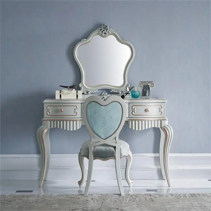 French furniture, European style solid wood dressing table, small unit bedroom with gold foil dressing table