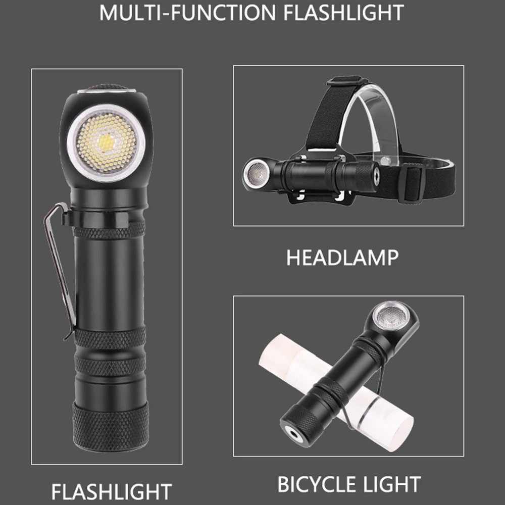 Powerful XHP50 LED Head Flashlight Headlamp Multifunctional Flashlight+Headlight Rechargeable Torch Waterproof Head Lamp
