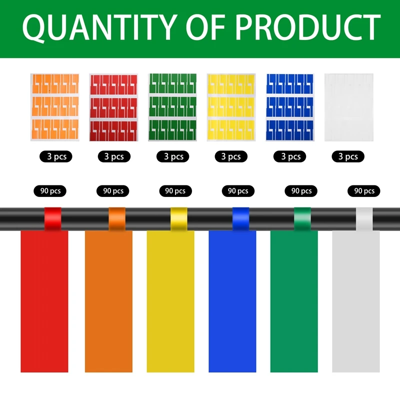 540 шт./18 листов, самоклеящиеся этикетки для кабелей