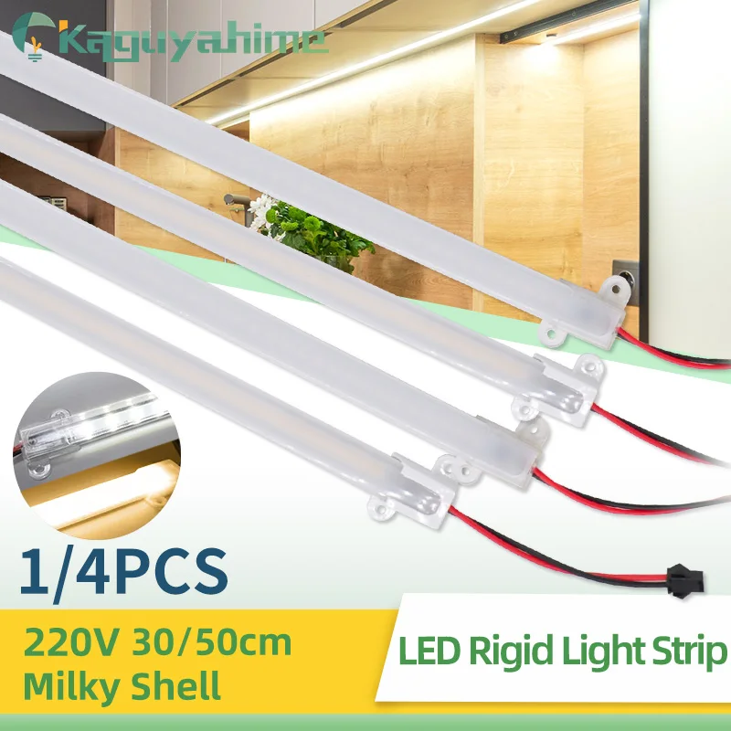 KPS 1/4pcs AC 220V~240V White LED Rigid Light Strip 30/50cm High Brightness SMD LED Fluorescent Floodlight Tube Bar Display Lamp