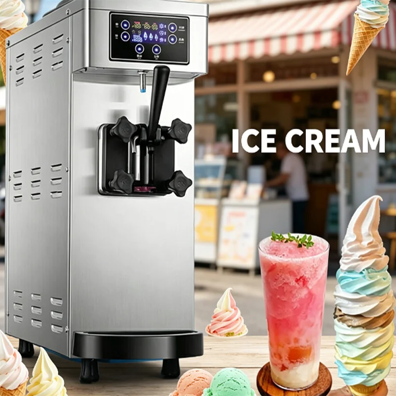 Professional Household Automatic Electric Soft Ice Cream Gelato Machine Stainless Steel 2220V Single Flavor