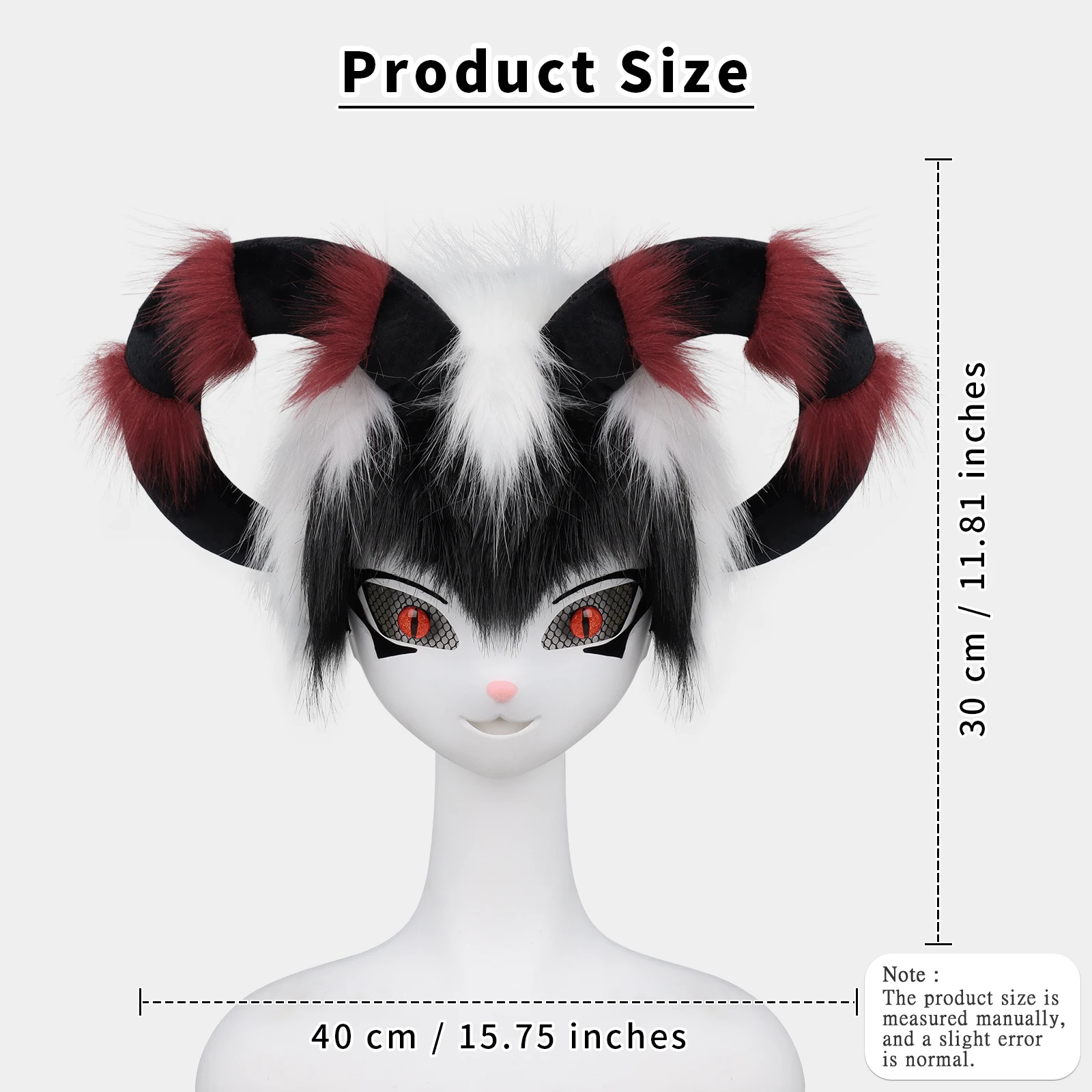 Maschera per il viso in corno di mucca di volpe animale in pelliccia sintetica per accessorio per costume cosplay per feste in maschera