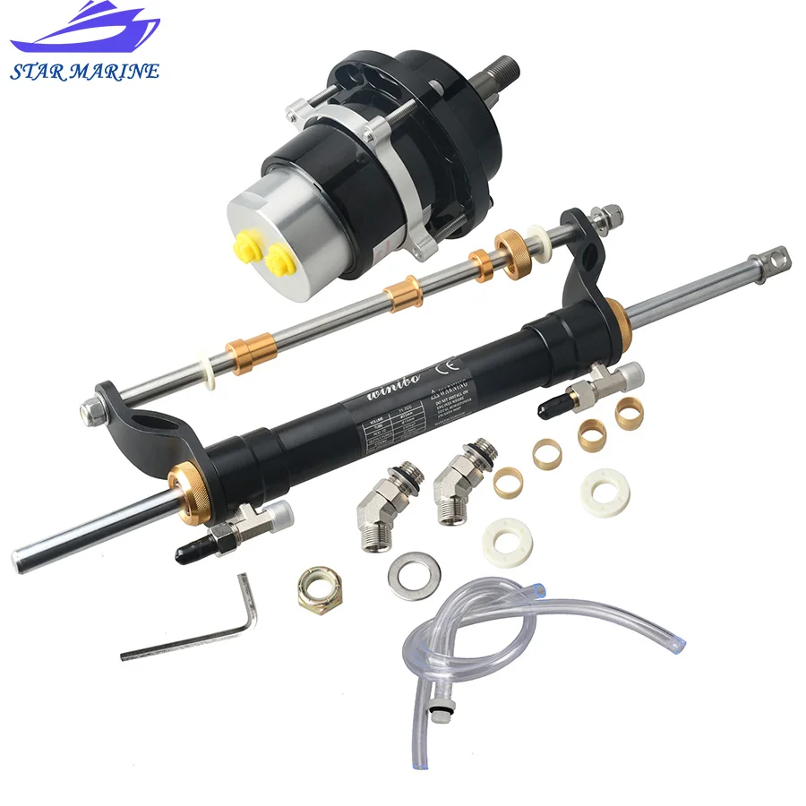 Boat Outboard Hydraulic Steering Kit Marine Steering System With Cylinder Helm Pump  for engines till 90HP 20 Feet Hoses