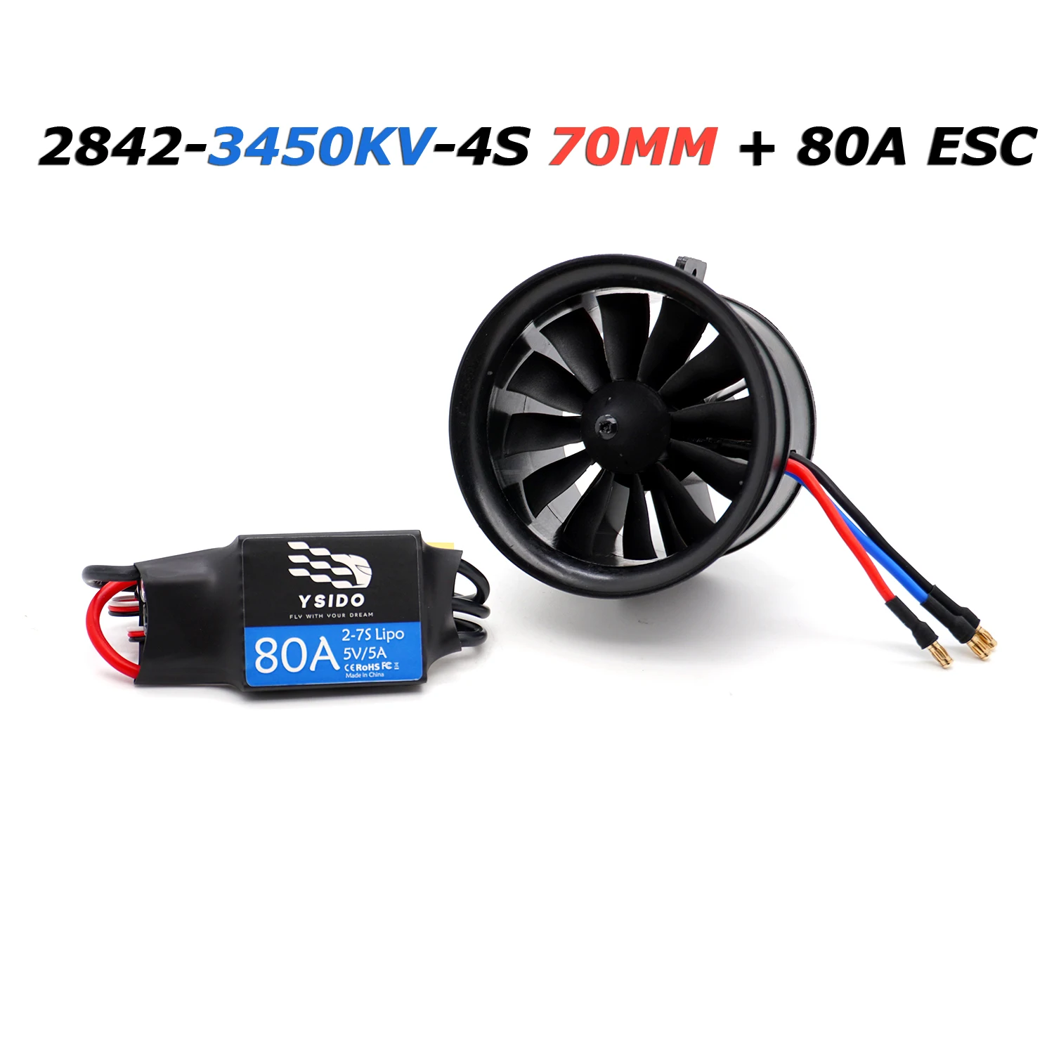 50/64/70mm RC EDF Motor Duct Fan 11-blads 3S-6S 40A 50A 80A ESC Borstelloze motor voor RC JET vliegtuigen EDF vliegtuig onderdelen