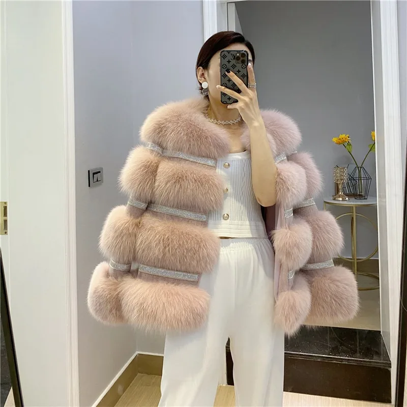 Fangtai 2023 Fashion Natural Real Fox Fur Coat Women Fur coat Winter Warm Luxury Fur Jacket Plus Size Female Vest Saga Furs