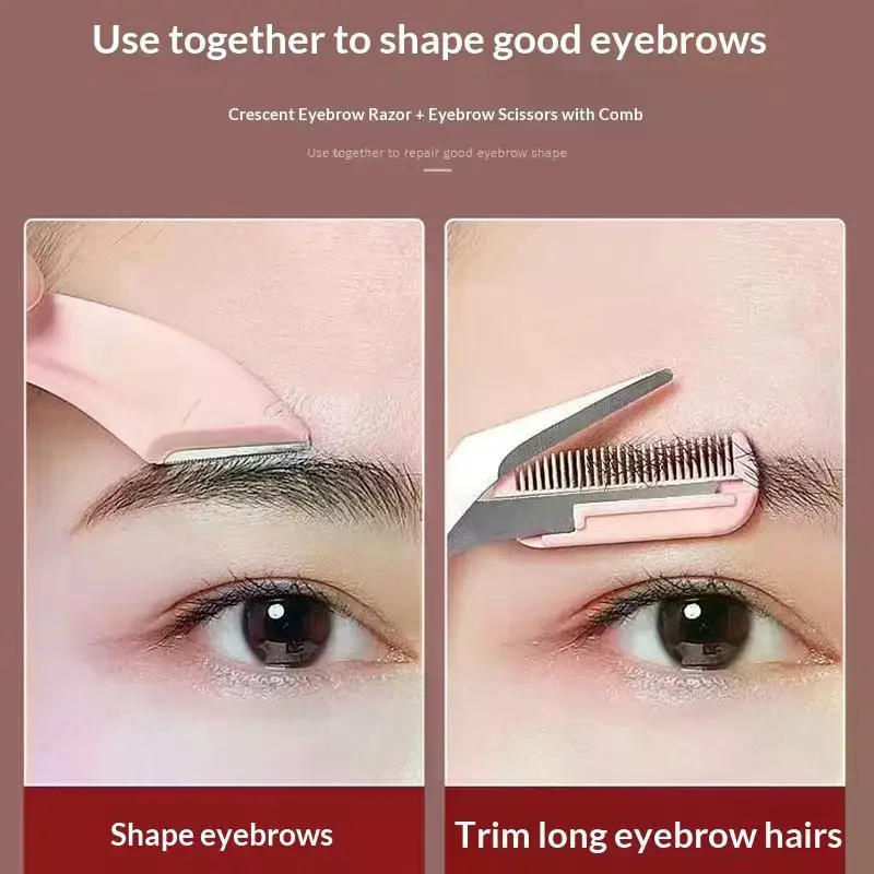 /YOV/Trimmer Scissors Set Curved Moon Eyebrow Knife Eyebrow Clip Eyebrow Shaver Eyebrow Grooming Tool Makeup Tools Eyebrow