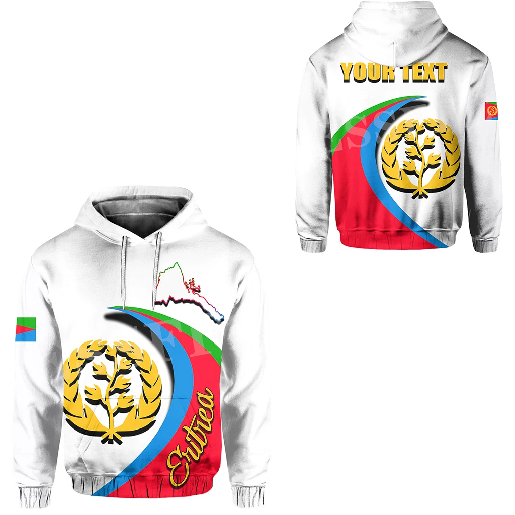 Custom Name Africa Country Eritrea Flag Retro Tribe Tracksuit Harajuku 3DPrint Streetwear Pullover Casual Funny Jacket Hoodies V