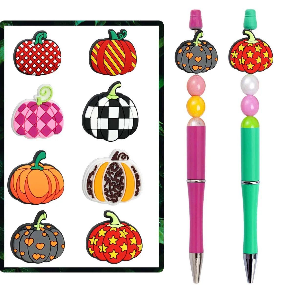 

10Pcs Silicone Beads Colorful Pumpkin Focal Beads Jewellery Making DIY Keychain Beaded Pen Bracelets Fashion Jewelry Accessories