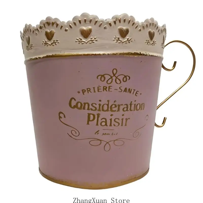 Französischer Spitzen-Blumenbehälter, Mehrzweck-Desktop-Behälter, schöner becherförmiger Pflanzgefäß aus Eisen mit eleganter – Detail 3