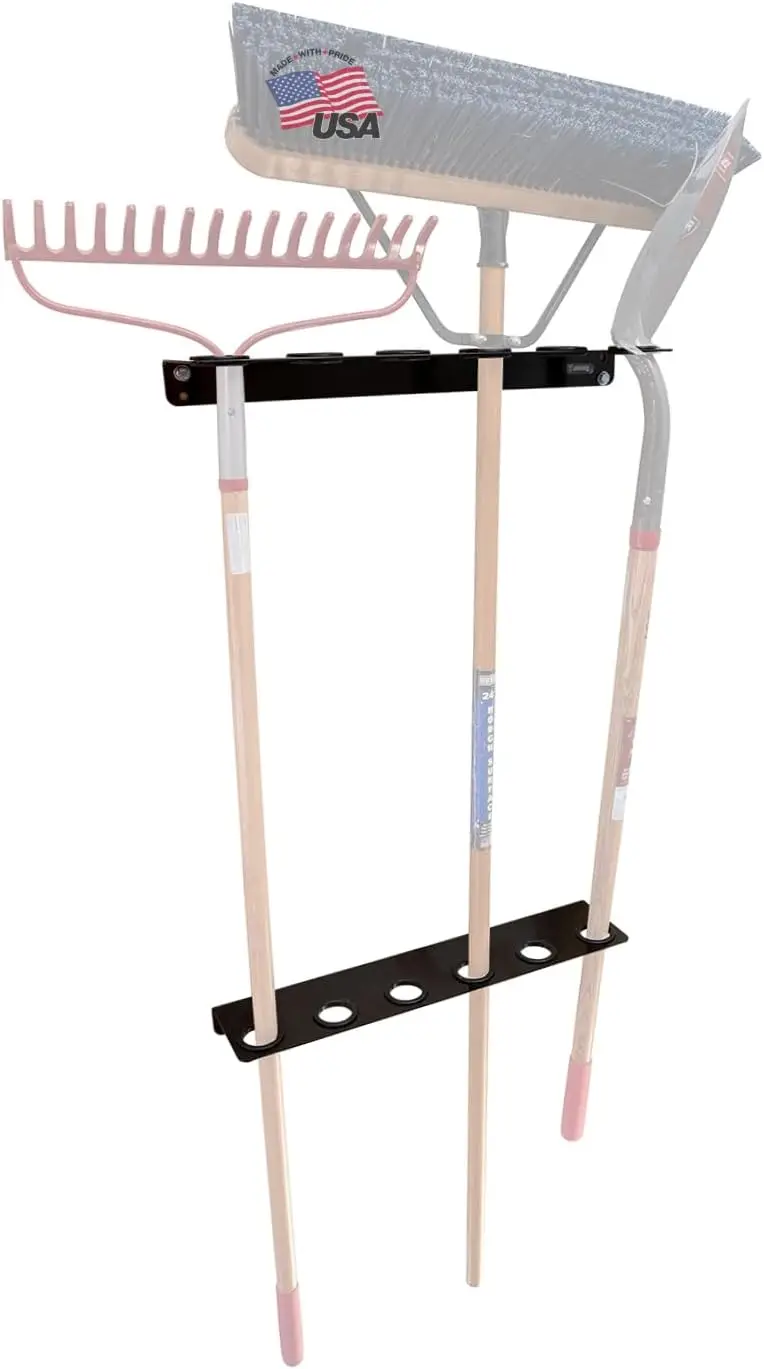 

Heavy Duty Steel Tool Rack for Landscaping Trucks & Garage Walls, Holds 6 Tools, Made in USA