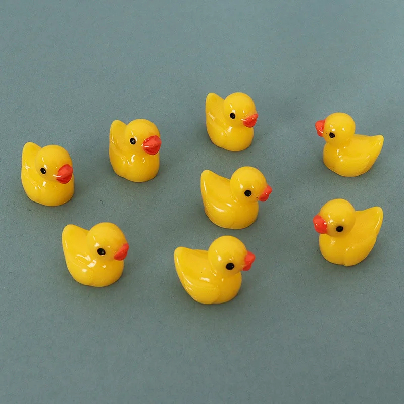 Casa de muñecas de 5 piezas, Mini pato, lindo patito, Animal, modelo de resina, simulación, Micro paisaje, adornos, escena, decoración del hogar
