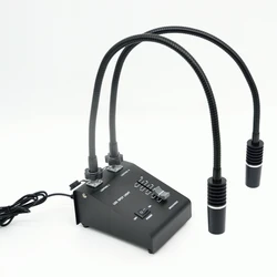 FYSCOPE 듀얼 구스넥 조명기 램프 소스, 강력한 현미경 LED 조명, 110V-240V 어댑터, 6 W, 6400K