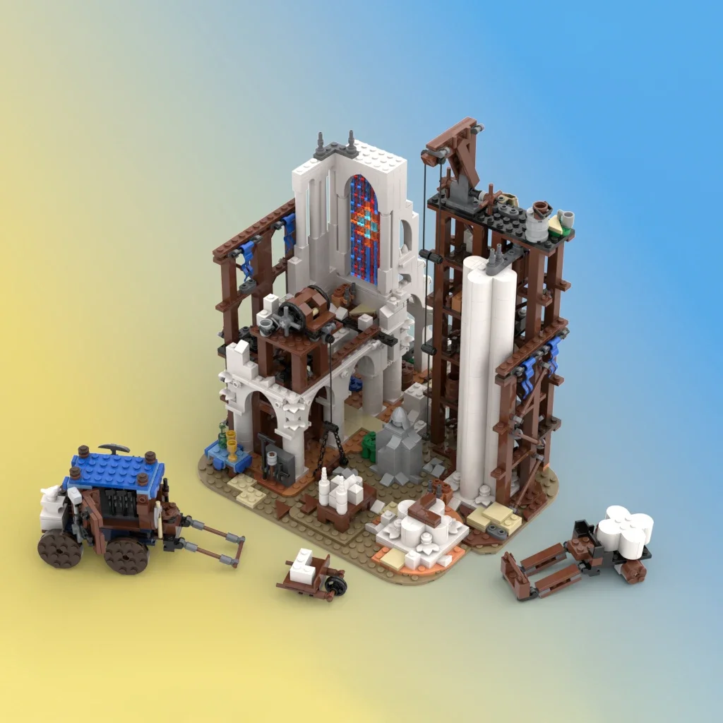 Klocki konstrukcyjne Moc Średniowieczna Zawojska Stolarska Model Technologiczny Cegła DIY Montaż Modularny Miejski Widok Uliczny Zabawka Dla