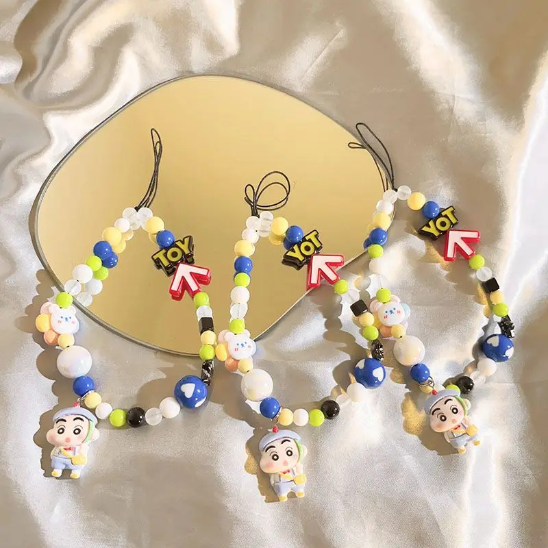 

New Lovely Bandai Crayon Shin Chans Key Chain Kawaii Creative Ccd Hanging Rope Anime Cute Cartoon Mobile Phone Chain Girl Gift