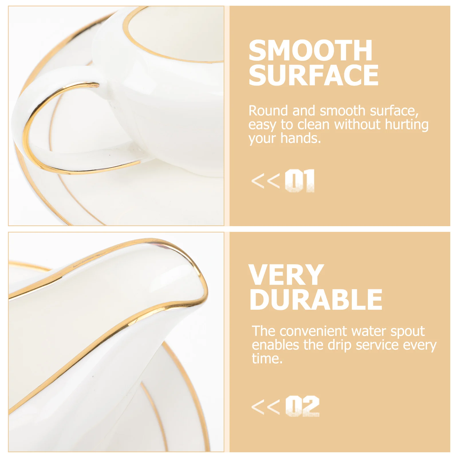 

1Set Ceramic Gravy Container Creative Shape Easy Clean Round Surface Wide Mouth Sauce Boat Suitable Banquet Party Afternoon Tea