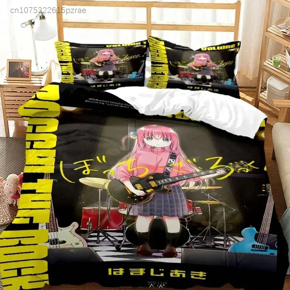 3D Print Bocchi The Rock! Anime Bedding Set 3D Printed Suitable For Bedroom Duvet Cover Set With Pillowcases Kids Home Textile