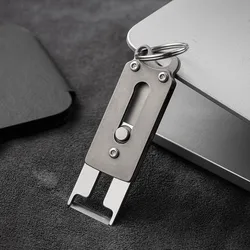 Mini Titanium Alloy Small Planing Knife Bottle Opener Portable Key Chain Pendant Outdoor Camping Multifunctional Tool Melon Peel