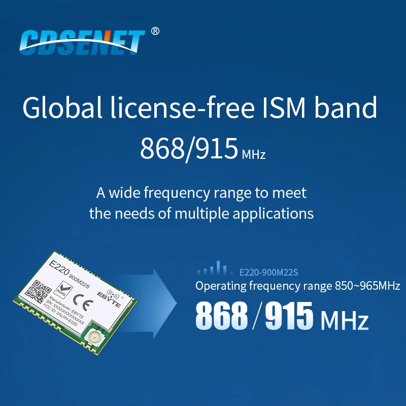 LLCC68 LoRa Wireless Module 868Mhz 915Mhz 22dBm 6km Long Range E220-900M22S CESENET RF Receiver Transmitter PA+LNA IPEX Antenna