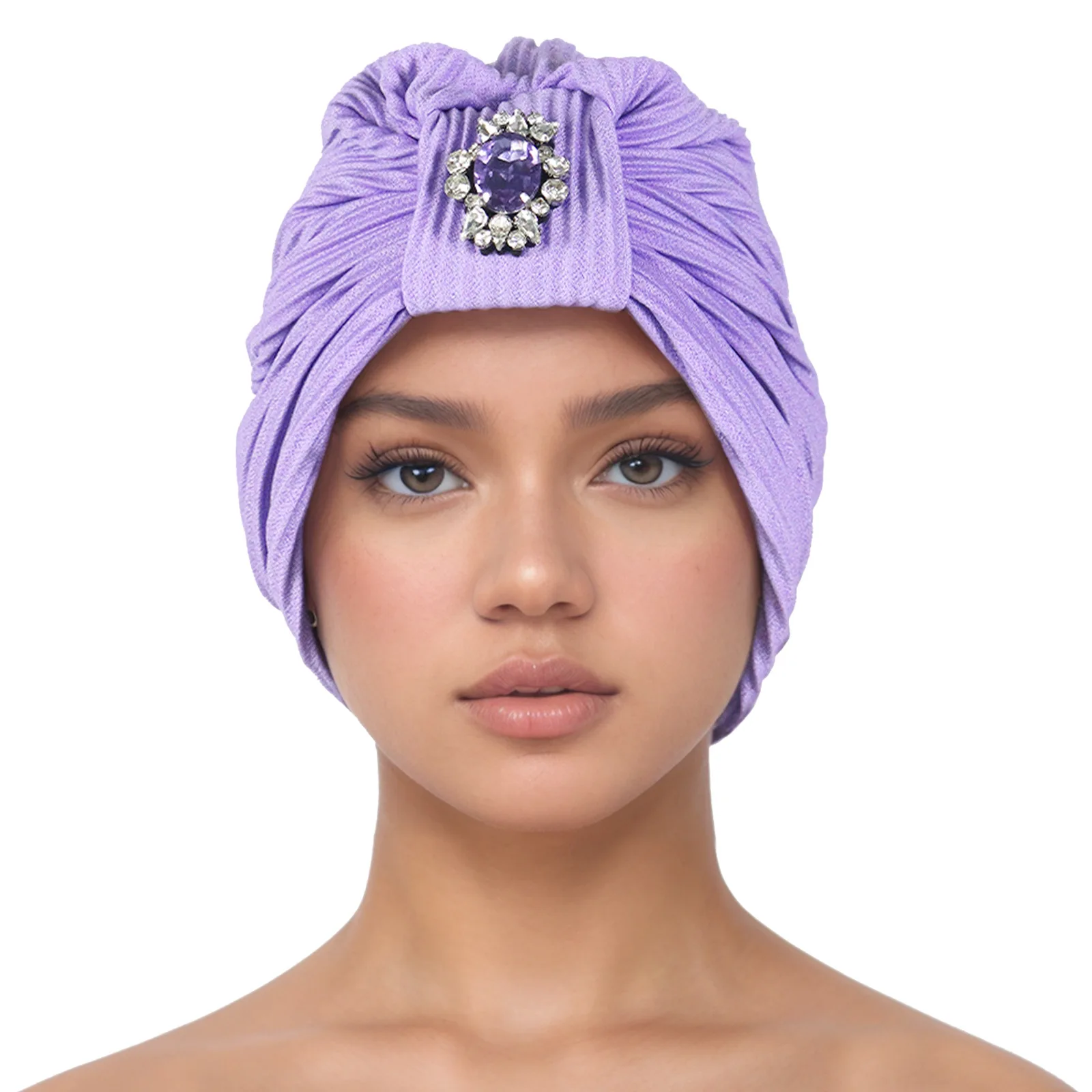 Muslim Women Diamonds Turban Hijab Bonnet Head Wrap African Auto Gele Cap Nigeria Wedding Party Headpiece Turbante Hat Headscarf
