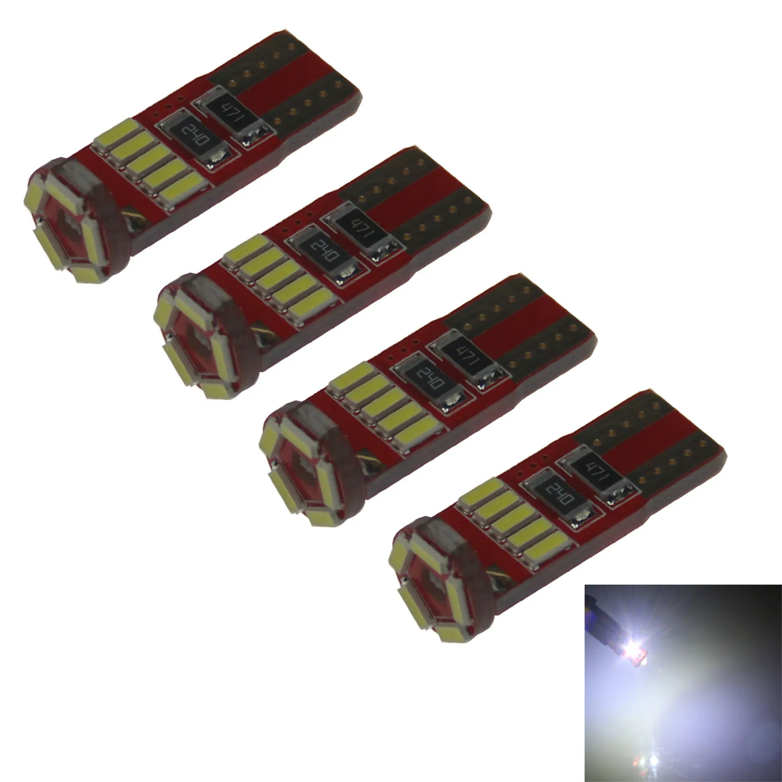 4 шт., белые автомобильные лампы на крышу T10 W5W