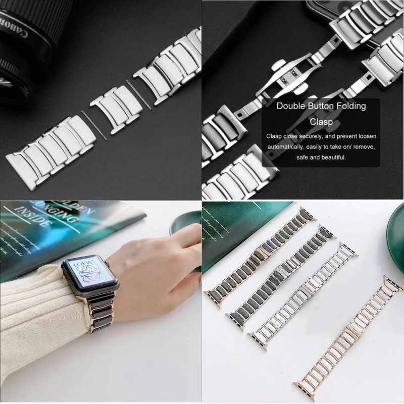 For Apple Watch Band 46mm 45mm 41mm 44mm 40mm 42mm 38mm Luxury Ceramic Bracelet Correa serie 10 9 Ultra 2 1 49mm Wristband Strap