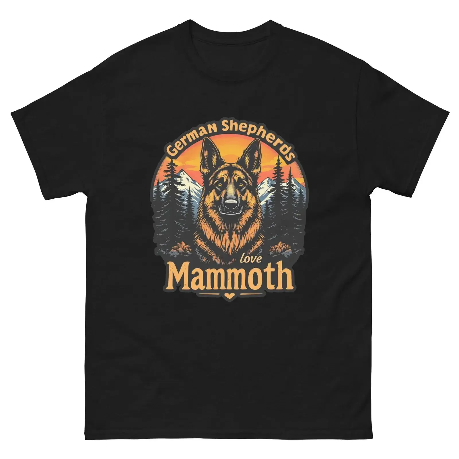 German Shepherds Love Mammoth Ski Snowboard Dog classic tee vintage Washed graphic Breathable Versatile Soft streetwear Unisex