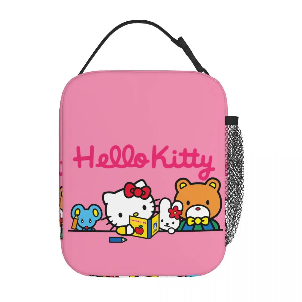 Custom Hello Kitty Cat Book Insulated Lunch Bags for School Office Food Resuable Cooler Thermal Bento Box Women Kids