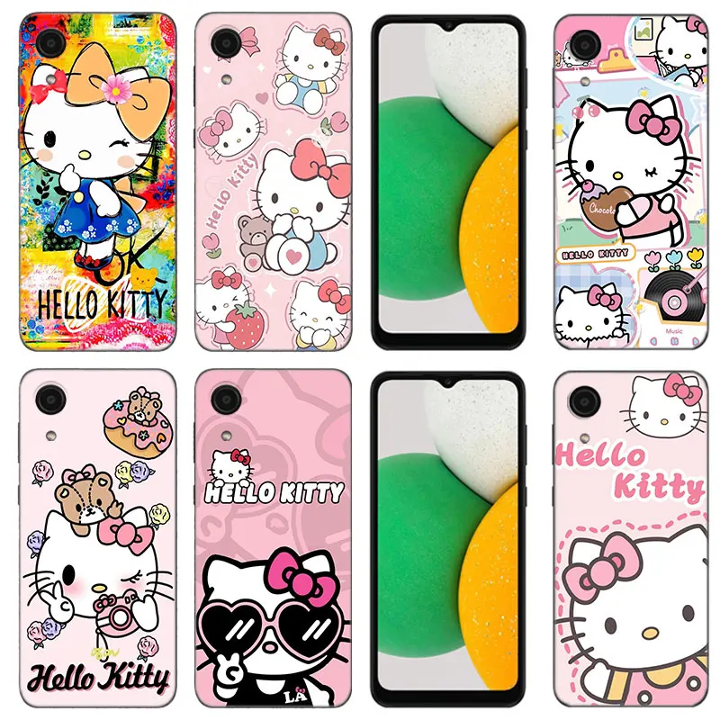 Sanrio Hello Kitty Phone Case For Samsung Galaxy A01 A03 Core A04 E A02 A05 A10 A20 A21 A30 A50 S A6 A8 Plus A7 2018 Black Cover