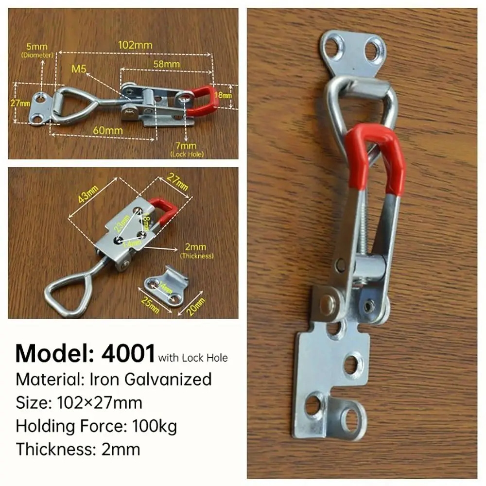 퀵릴리즈 잠금 버클 힌지 4001/4002/4003 도구 상자 케이스 토글 래치 클램프, 미끄럼 방지 푸시 풀 캐치 걸쇠, 1 개