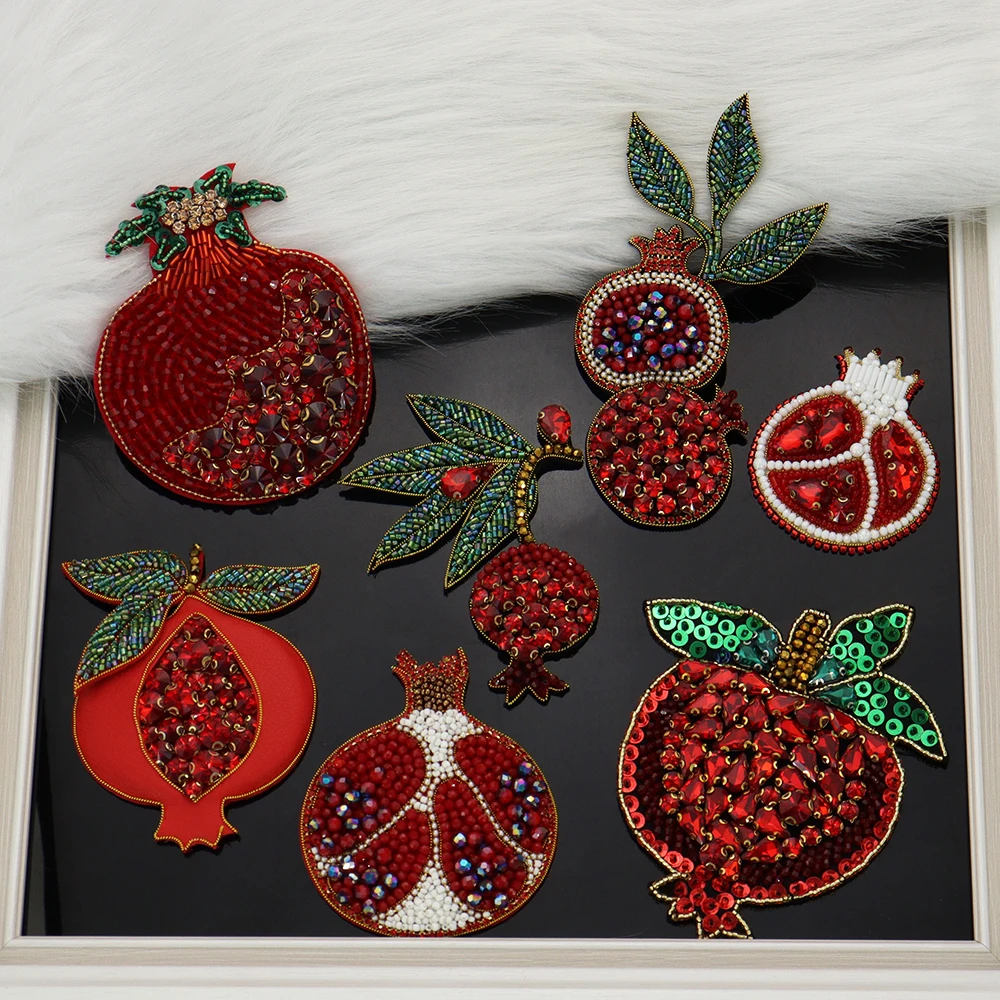 3D Rhinestone beaded fruits guava Patches for clothes Sew on patch  Applique embroidered parches bordados para