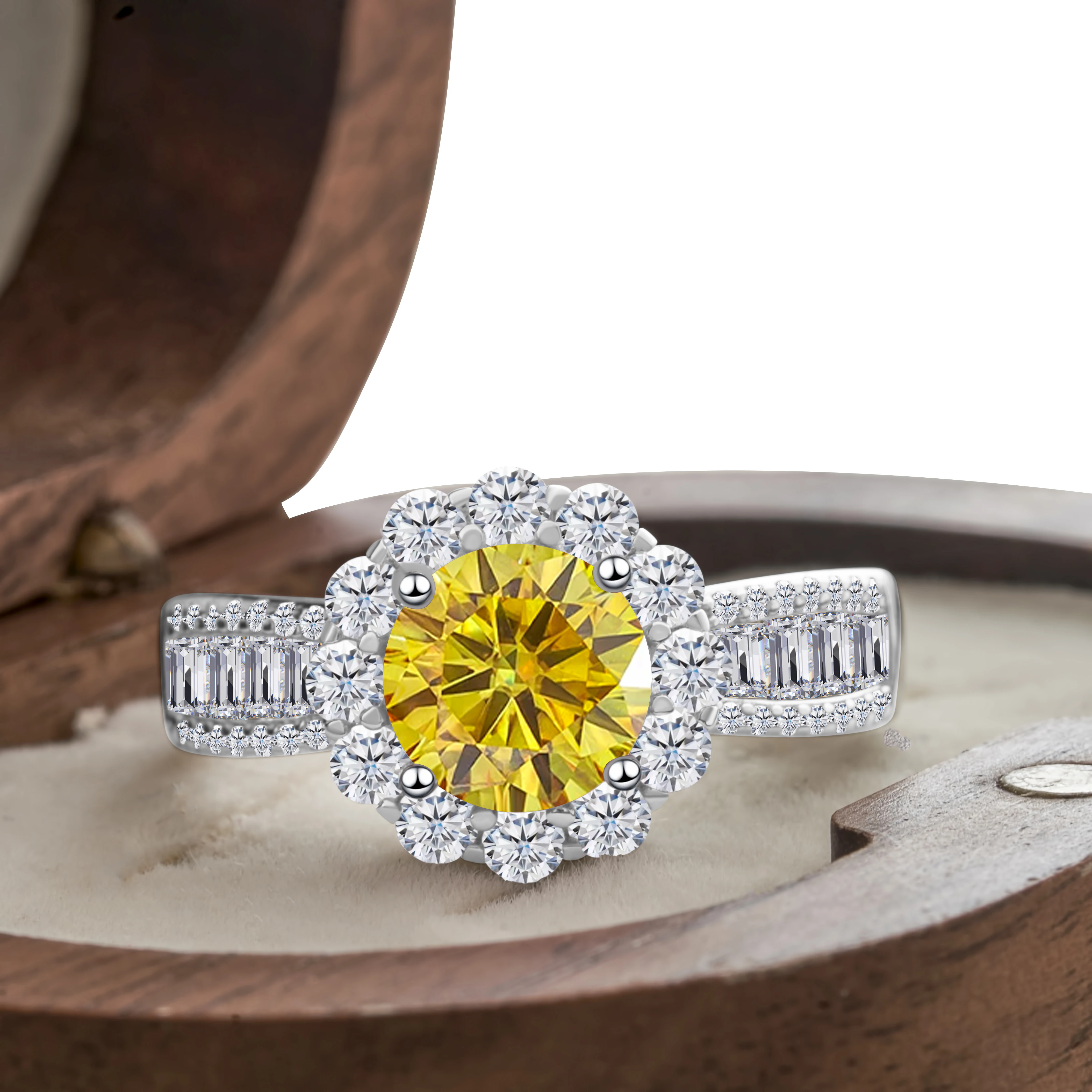 1,0 Karat Königsblau Farbe Moissan ite Ring Sterling Silber massiv Gelbgold Farbe Hochzeit Verlobung ringe für Frauen – Detail 5