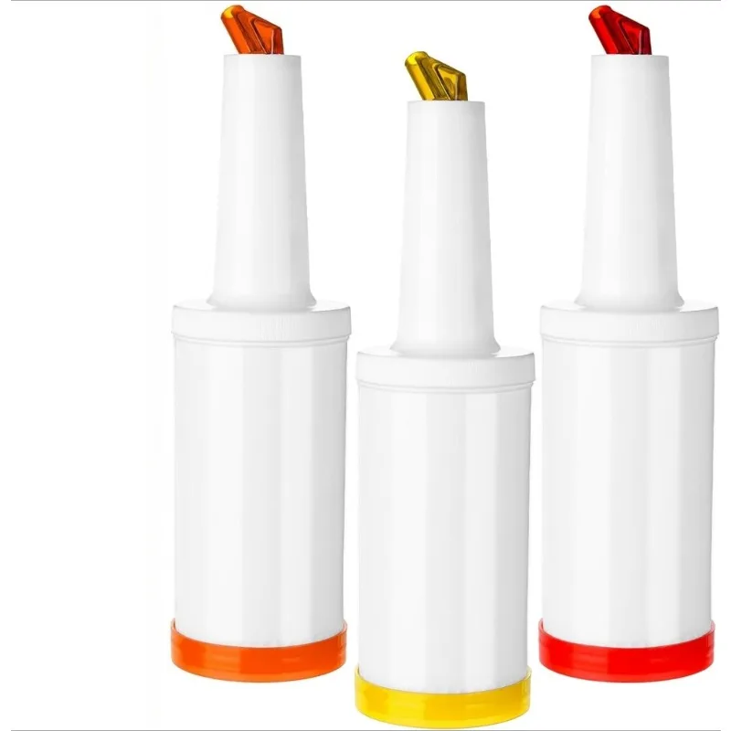 Conjunto de 3/6 Garrafas de Plástico para Servir Suco de Frutas 34 Oz, Bico Dosador para Bebidas, Utensílios de Bar para Coquetéis e Servir