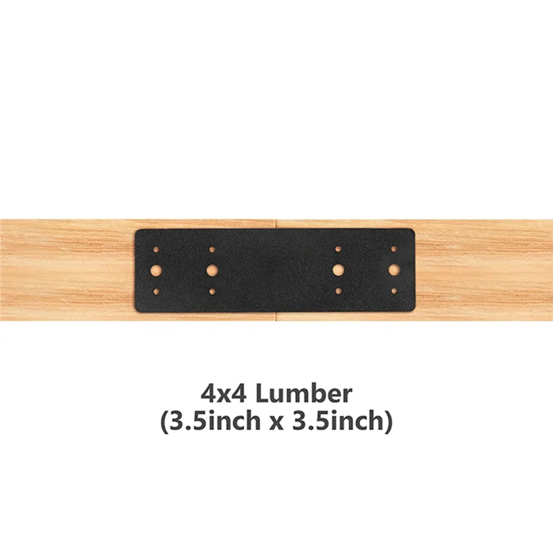 A08F-Post To  Connectors 4PCS, Straight Steel Flat Plate, Mending Plate I Shape Bracket, Black Powder Coated I Strap