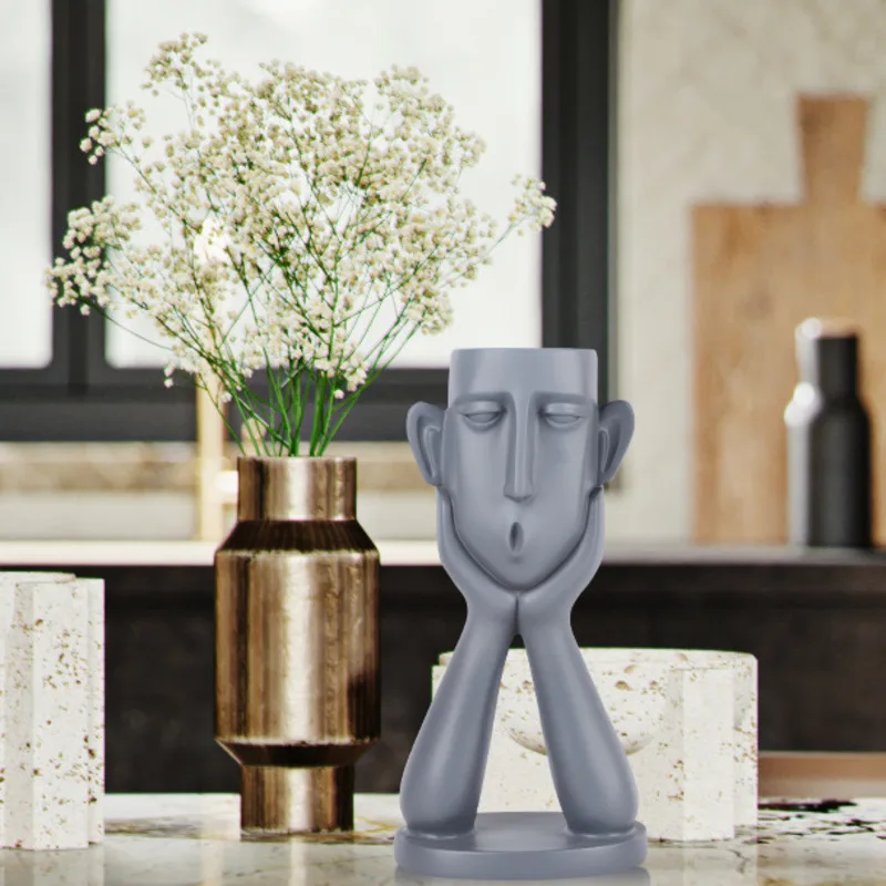 1-2pcs Human Face Vase Man Woman Lift Cheek Flowerpots Nordic Style Home Office Decorative Decoration