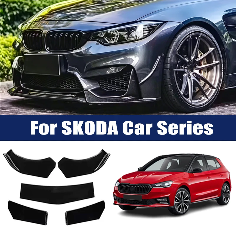 5Pcs ABS Front Bumper Lip Body Kit Spoiler Splitter Canard Trim Exterior Accessories For Skoda Octavia Fabia Rapid Superb Kodiaq
