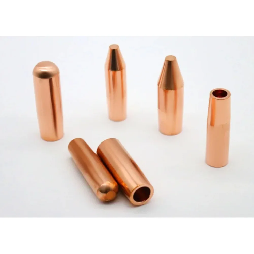 10Pcs High Hardness C18200 Copper Resistance Welding Electrode Tip, 13x60mm Electrode Head for Industrial Pneumatic Spot Welder