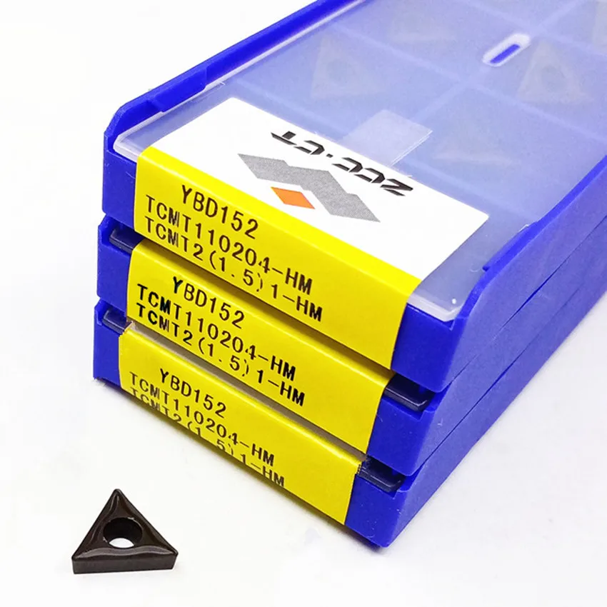 TCMT110204-HM-insertos de carburo CNC para hierro fundido, caja de 10 unids/lote, YBD152/TCMT110208-HM YBD152 TCMT21.51 TCMT21.52 TCMT11 ZCC.CT