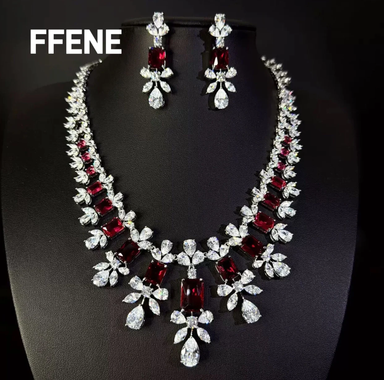 

[Elegant] Necklace and Earrings Set Zircon Wedding Party Elegant Jewelry Middle Eastern Bride Jewelry Set