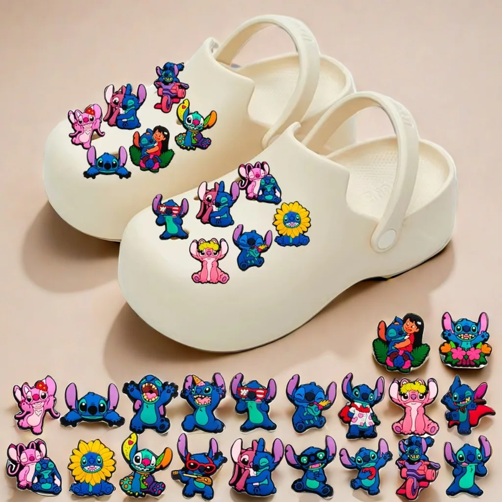 Miniso Hot Toy 1-20Pcs Disney Cute Blue Animals Series Shoe Charms Cartoon Classic Shoe Decoration Kids Gifts Party Gifts