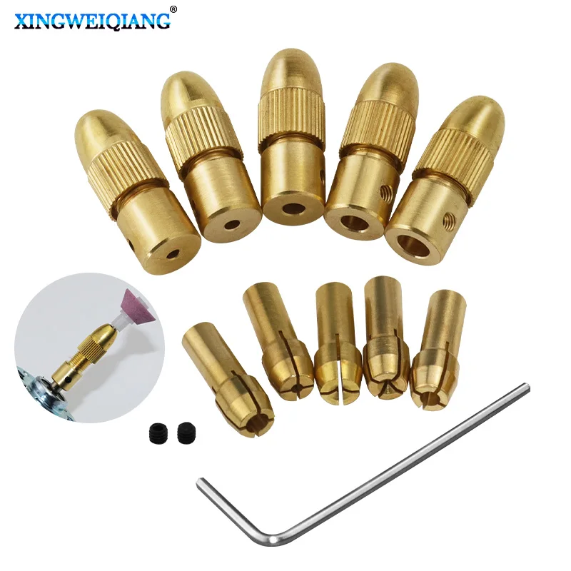 

7pcs0.5-3mm Inner diameter Small Electric Bras Drill Bit Collet Micro Twist Drill Chuck Set Motor Shaft Clamp2.35/3.17/4.05/5.05