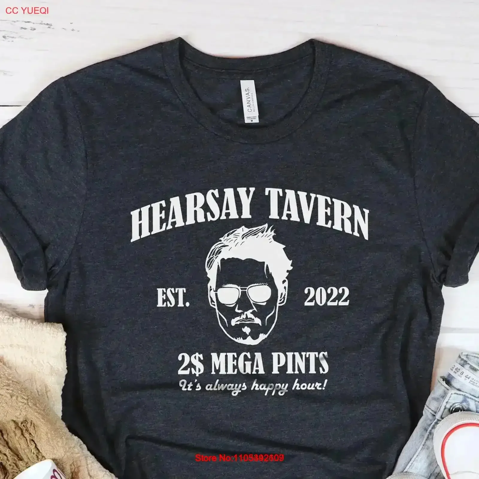 Hearsay Tavern T-Shirt Mega Pint Happy Hour Fan Vintage Washed Streetwear Fashion Herren Grafik-Stretch-Shirt Lässig Vielseitig Weich