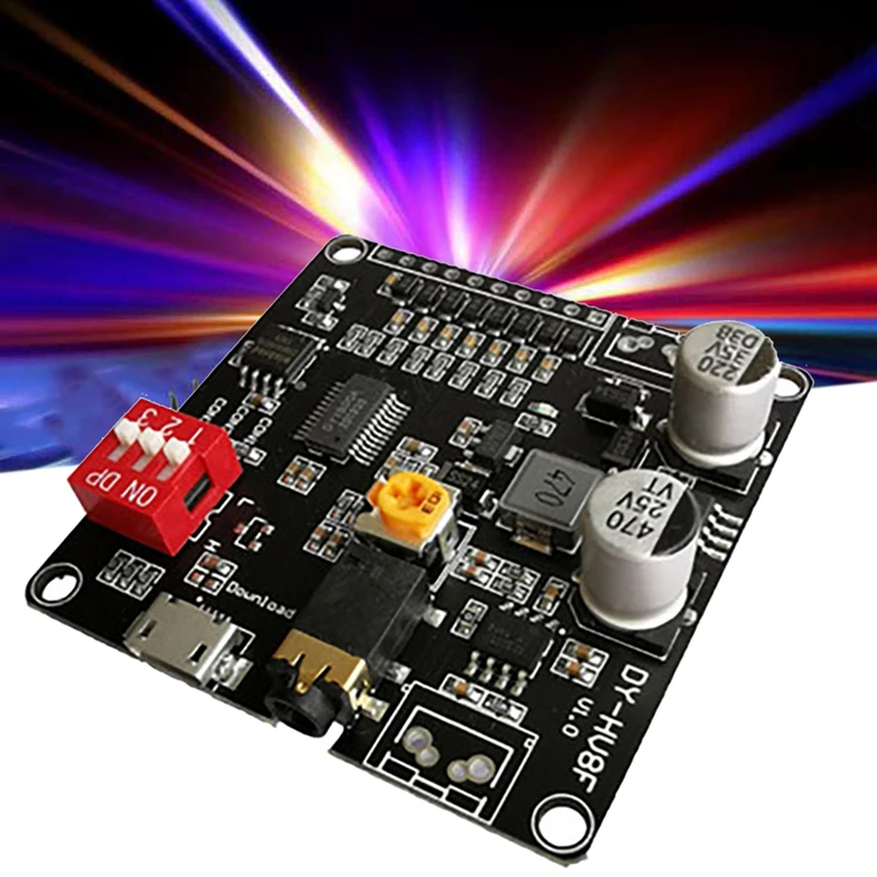 DY-HV8F Modulo di riproduzione vocale 12V/24V Trigger Controllo porta seriale 10W/20W con memoria flash da 8MB Lettore MP3 per Arduino