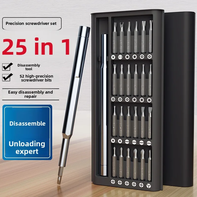 25-in-1 Precision Screwdriver Set, 24-Piece Bit Kit for Computer, Phone, Laptop & Electronics Repair, T5, U2.6, Triangle 2.3