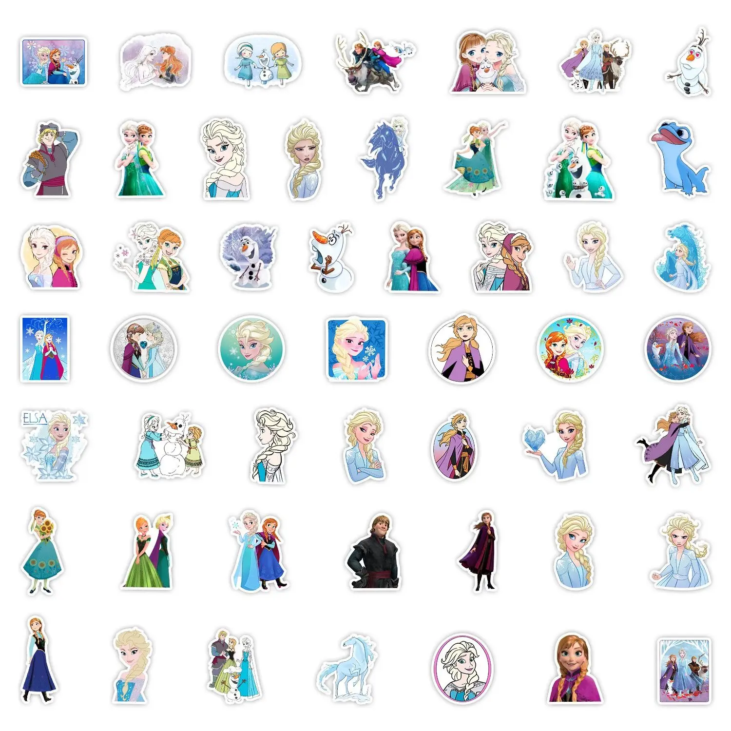 10/50PCS Disney Cartoon Frozen Elsa Stickers Princess Anna Cute Decals DIY Guitar Scrapbook Luggage Graffiti Kids Sticker Toys