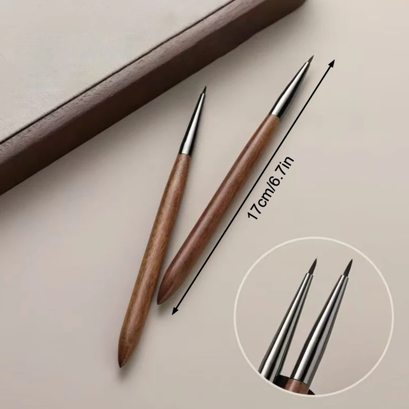 1 قطعة خشب الصندل مسمار الأشعة فوق البنفسجية هلام فرشاة قلم مسمار الفن بطانة فرشاة زهرة اللوحة قلم رسم أداة مانيكير