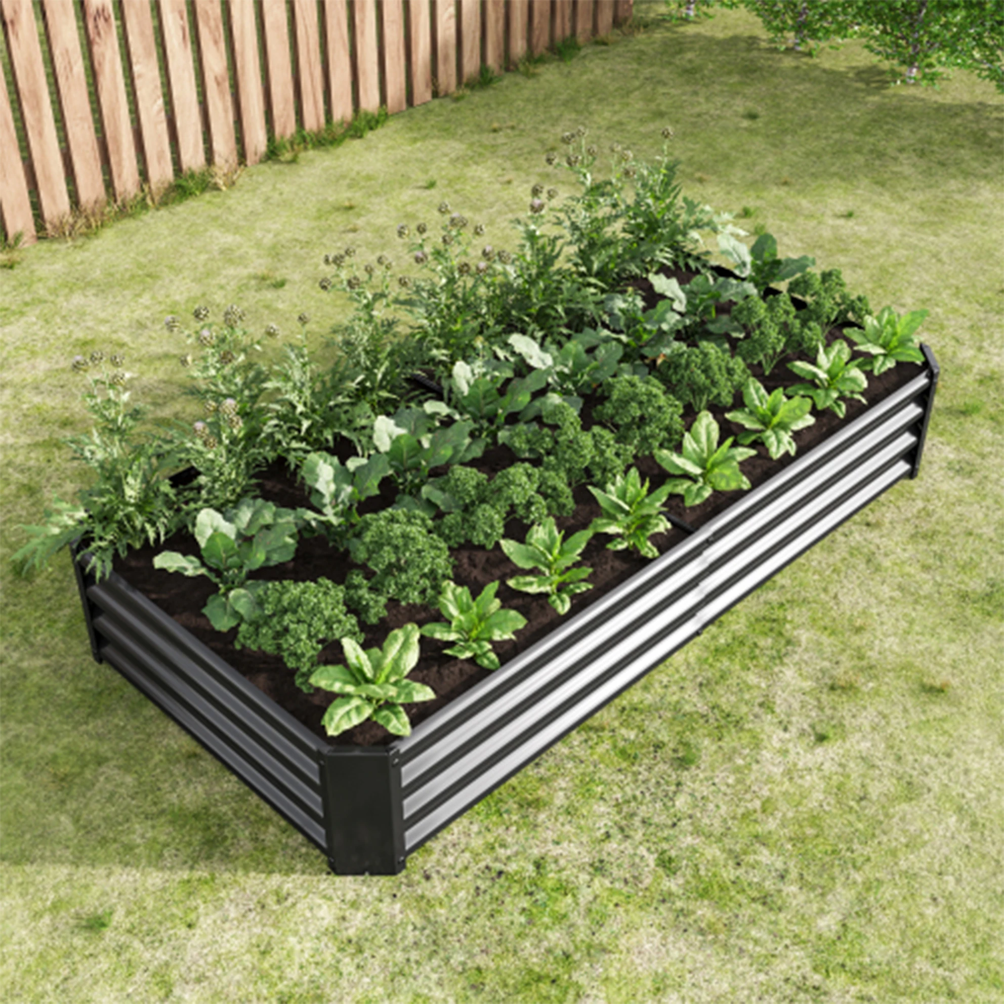 Rostbeständige und langlebige erhöhte Metallblumenbeete, erhöhtes Blumenbeet-Set mit verstärktem Stahlplattendesign ohne Boden, klassischer Bauernhaus-Stil, geeignet für Gemüse, Kräuter und Blumen