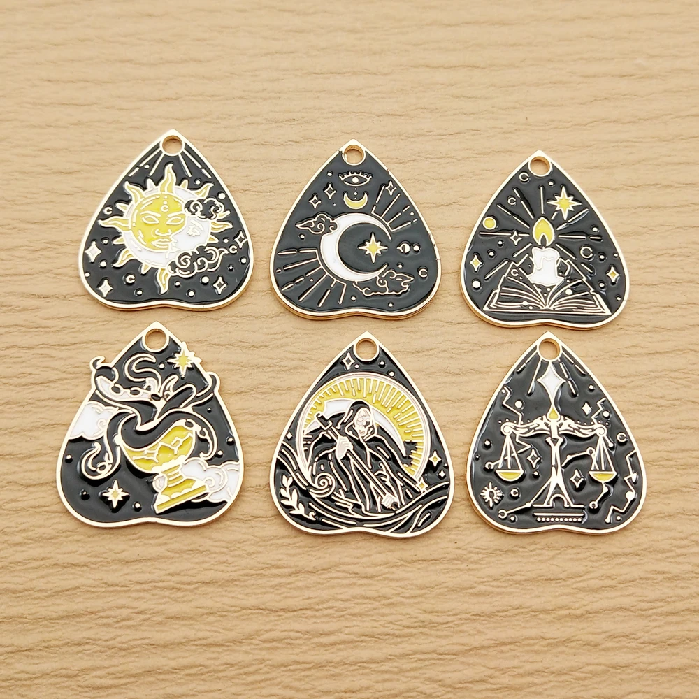 10pcs Tarot Sun Moon Witch Jewelry Charms Diy Making Accessories Earring Keychain Bracelet Pendant Alloy Metal Gold Plated