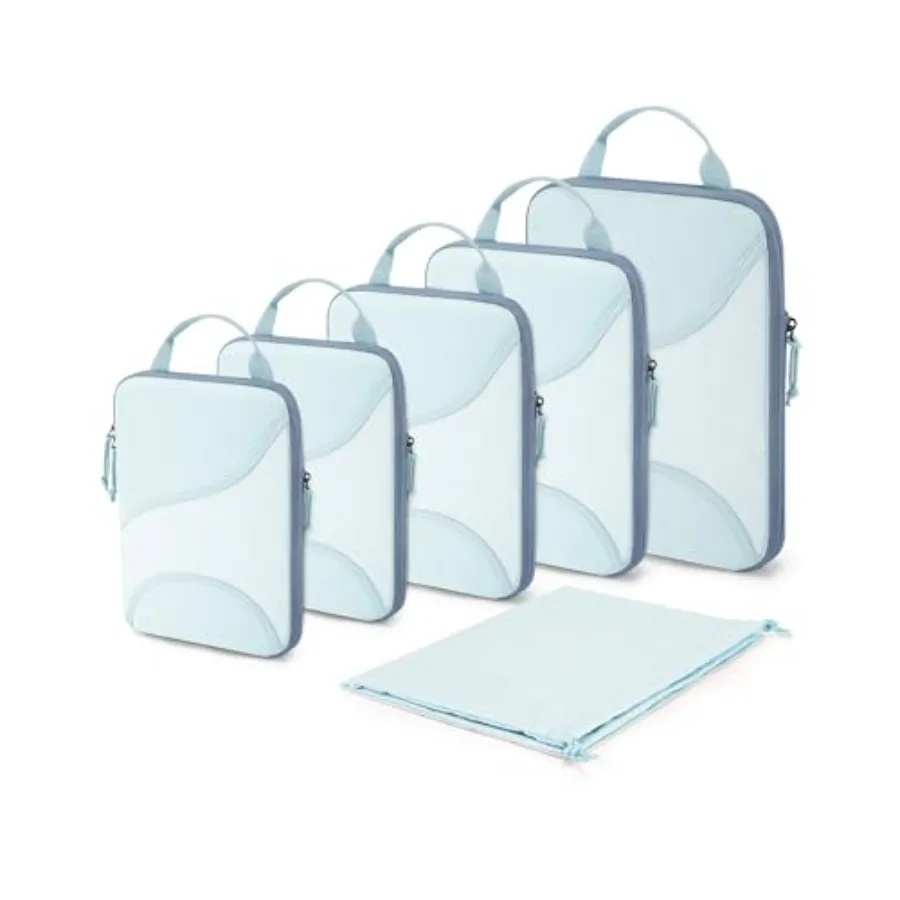 

Compression Packing Cubes 6 Set Travel Packing Cubes for Suitcases Compression Suitcase Organizers with Shoe Bag in Black and G