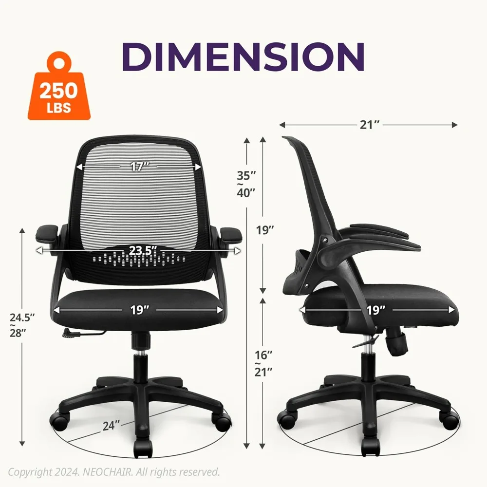 CHAIR Office Desk Computer Gaming Chair with Executive Ergonomic Lumbar Back Support Flip-up Padded Armrest Adjustable Height